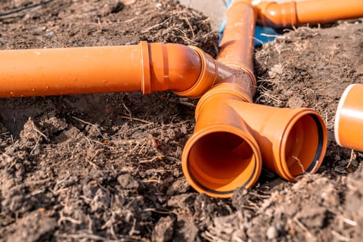 plastic waste pipes in the ground.