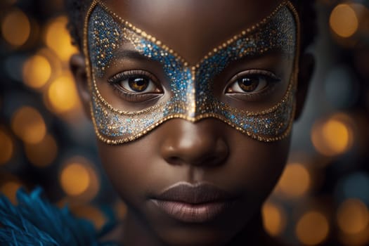 Carnival party festival mask. Colourful mardi gras beads, confetti, feathers. Popular Event in Brazil. Festive Mood.entertainment luxury . Generative AI
