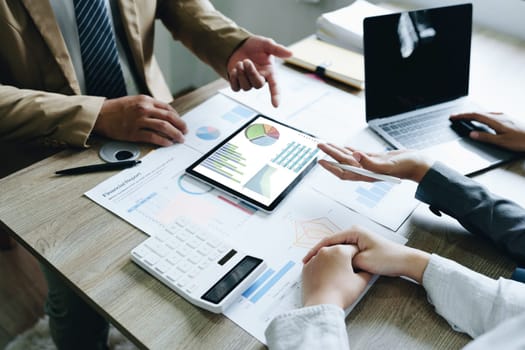 Asian entrepreneurs and business people meeting in a conference room in business planning, financial budget and investment risk assessment to analyze customer groups to increase company growth.