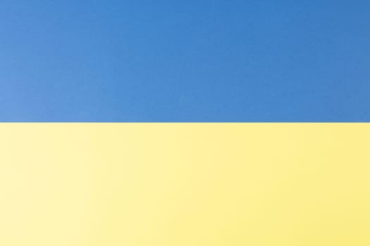 Ukrainian flag. Two colored background. Horizontal parallel yellow and blue stripes. State symbol concept.