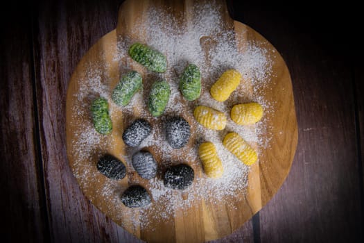 Multicoloured gnocci potato peru italian food, Homemade, High quality photo