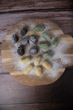 Multicoloured gnocci potato peru italian food, Homemade, High quality photo