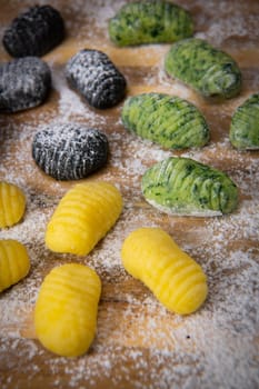 Multicoloured gnocci potato peru italian food, Homemade, High quality photo