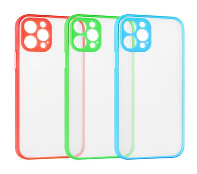 silicone phone case partially transparent, white background in insulation