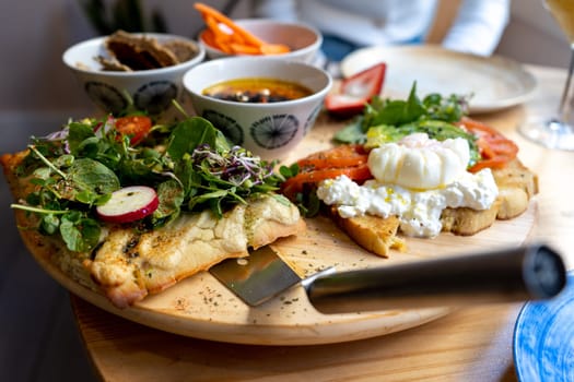 Healthy brunch with vegetables in a table