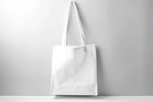 Blank canvas tote bag mockup in white eco friendly design with copy space. Concepts for zero waste movement of shopping bags.