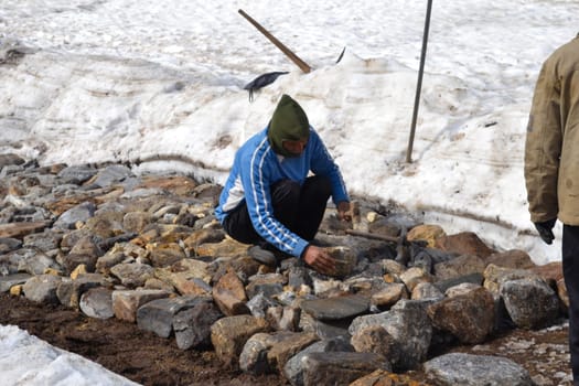 Rudarprayag, Uttarakhand, India, May 18 2014, Pathway for pilgrims rebuilt after kedarnath disaster. Kedarnath was devastated on June 2013 due to landslides and flash floods that killed more than 5000 people in Uttarakhand.