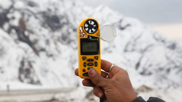 Rudarprayag, Uttarakhand, India, December 22 2014, Weather Meter With Link Vane Mount. The basic function of a weather meter is to track current and impending weather. It can tell you current data such as wind speed, wind direction, temperature, and wind chill.