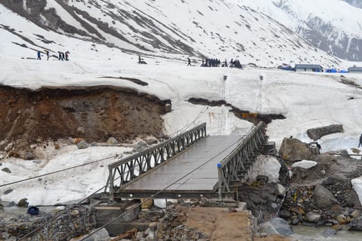 Under construction bridge that collapsed in kedarnath disaster. There is a reconstruction plan for the Kedarnath temple area that was damaged and significantly washed away in floods of 2013.