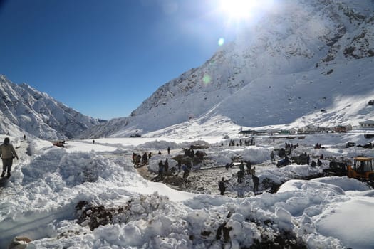 Kedarnath reconstruction after disaster in extreme winter and snowfall. Government made a reconstruction plan for the Kedarnath temple area that was damaged in floods of 2013.