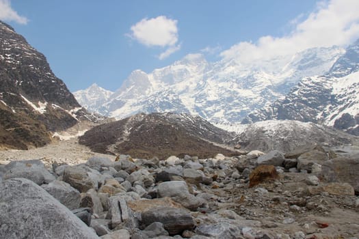 Kedarnath peak, Chorabari glacier area in Kedarnath. Kedarnath is a town in the Indian state of Uttarakhand and has gained importance because of Kedarnath Temple.