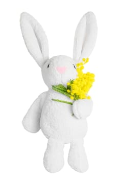 Little white rabbit toys isolate on white background.