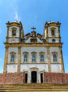 Facade of famous church of Nosso Senhor do Bonfim in Salvador, Bahia, where one of the city's main cultural and religious events takes place.