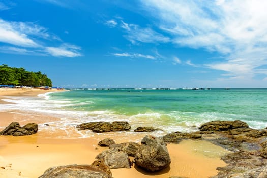 Famous Itapua beach, one of the most beautiful and well-known landscapes in the city of Salvador in Bahia