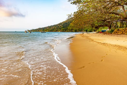 Ilhabela Island Beach one of the main tourist spots of the coast of Sao Paulo with its natural tropical vegetation and paradise scenery