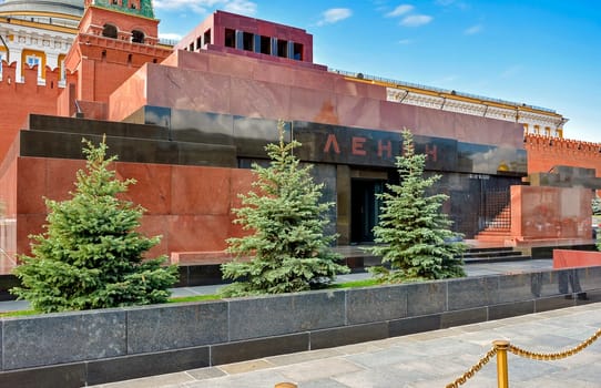 Lenin's tomb containing his embalmed body to visit the Red Square in Moscow, Russia