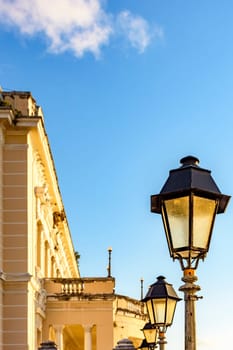 Old metal public lighting lantern in the streets of Pelourinho in Salvador, Bahia