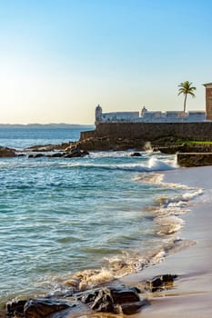 Ancient Santa Maria fortress built in the 17th century on the beach of Porto da Barra in the city of Salvador in Bahia