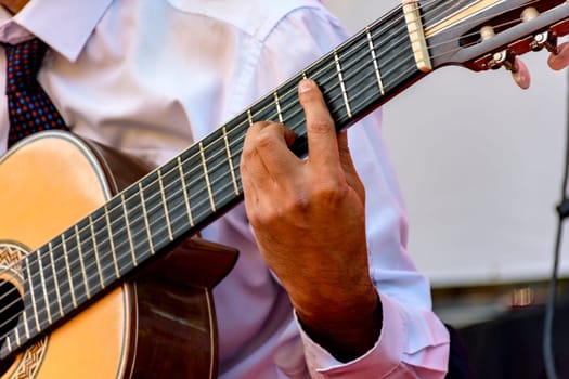 Live musical performance of Brazilian popular music with seven string acoustic guitar