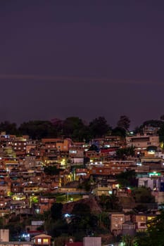 Slum at dusk in downtown Belo Horizonte in Minas Gerais state