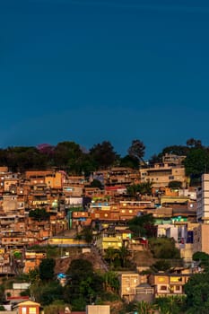 Slum at sunset in downtown Belo Horizonte city in Minas Gerais