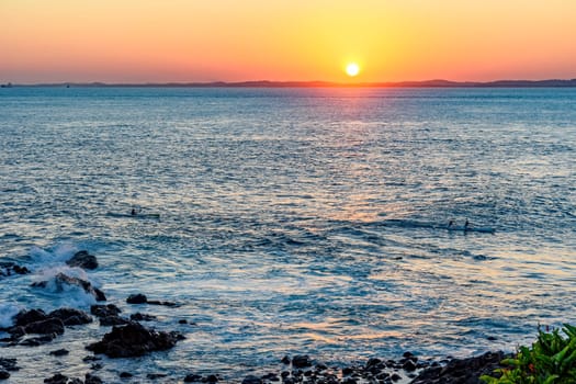 Sunset in the bay of Todos os Santos during the summer in the city of Salvador state of Bahia