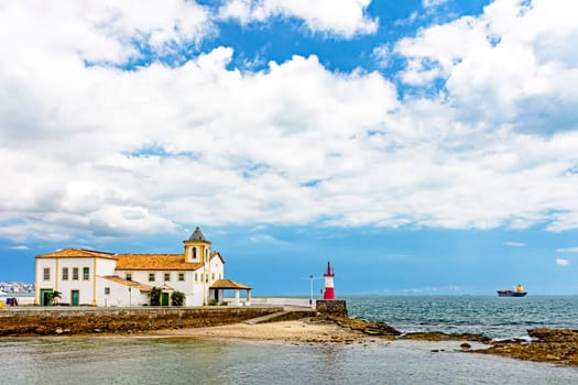 View of the historic church of Monte Serrat by the sea in the city of Salvador, Bahia.