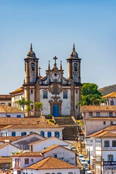 View of the historic city of Ouro Preto in the state of Minas Gerais, with its old baroque churches and houses
