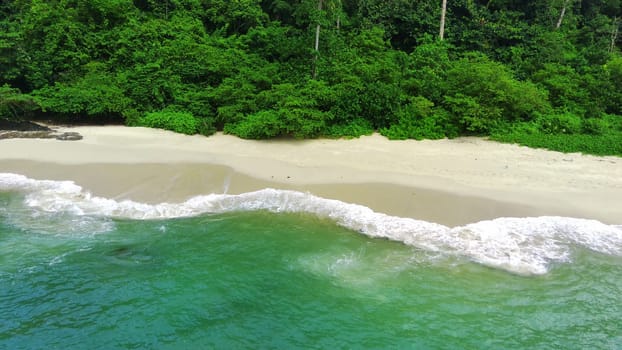 The beautiful view of Teluk Ijo or Green Bay in Banyuwangi, Indonesia. Aerial Photography.