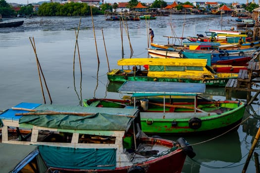 December 10, 2022 Traditional Dock, Gresik, East Java, Indonesia in the morning.