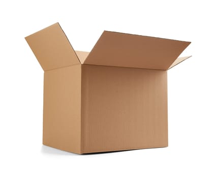 close up of a cardboard box on white background