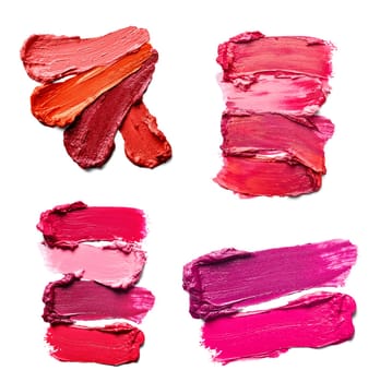 collection of various lipstick paint on white background. each one is shot separately