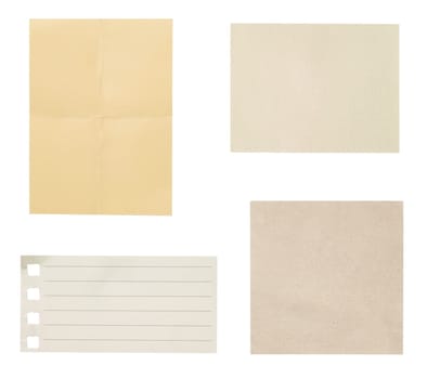 collection of various ripped pieces of paper on white background. each one is shot separately