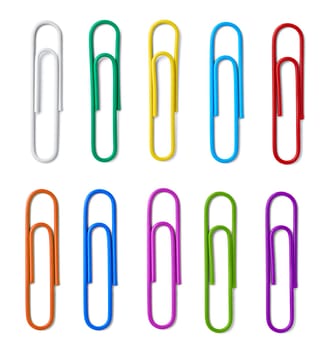 close up of push pin paperclip on white background