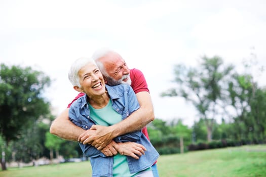 portrait of happy smiling senior couple outdoors