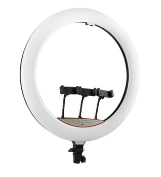 ring selfie lamp with phone holder white background in insulation
