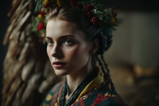 Culture of Ukraine, authenticity, uniqueness, independence and endurance. Local things, clothes, terrain. Yellow Ukrainian symbols, villages. High quality Generative AI .