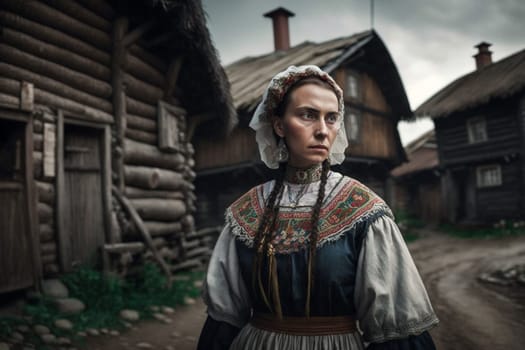 Culture of Ukraine, authenticity, uniqueness, independence and endurance. Local things, clothes, terrain. Yellow Ukrainian symbols, villages. High quality Generative AI .