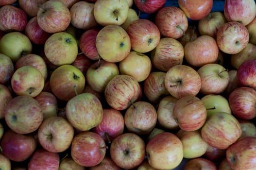 many healthy apples in a rural market. High quality photo
