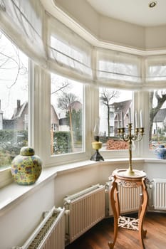 the inside of a house with wood floors and white trim around the window sies, which have been used for many years