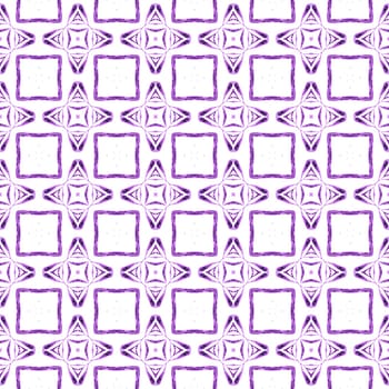 Ikat repeating swimwear design. Purple classy boho chic summer design. Textile ready delicate print, swimwear fabric, wallpaper, wrapping. Watercolor ikat repeating tile border.