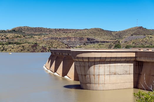 The Vanderkloof Dam overflowing. It is the second largest dam in South Africa. It has the tallest dam wall in South Africa