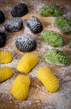 Multicoloured gnocci potato peru italian food, Homemade, High quality photo