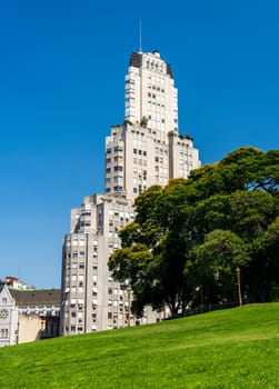 Art Deco Kavanagh building by San Martin Plaza in Buenos Aires in Argentina