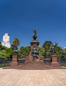 Panorama of the equestrian monument to General Jose de San Martin in Buenos Aires in Argentina