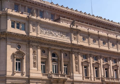 Detail of the facade of the Opera House or Teatro Colon in Buenos Aires in Argentina
