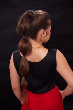 portrait shot of a young Ukrainian woman on the background, after make-up and hairstyle, for clothing advertising.