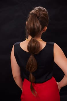 portrait shot of a young Ukrainian woman on the background, after make-up and hairstyle, for clothing advertising.