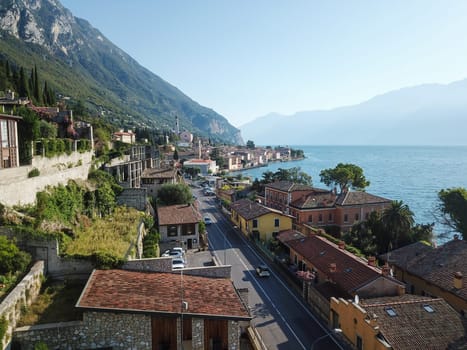 Aerial views over the Garda Lake in Rural Italy. High quality photo