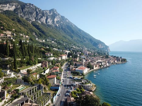 Aerial views over the Garda Lake in Rural Italy. High quality photo